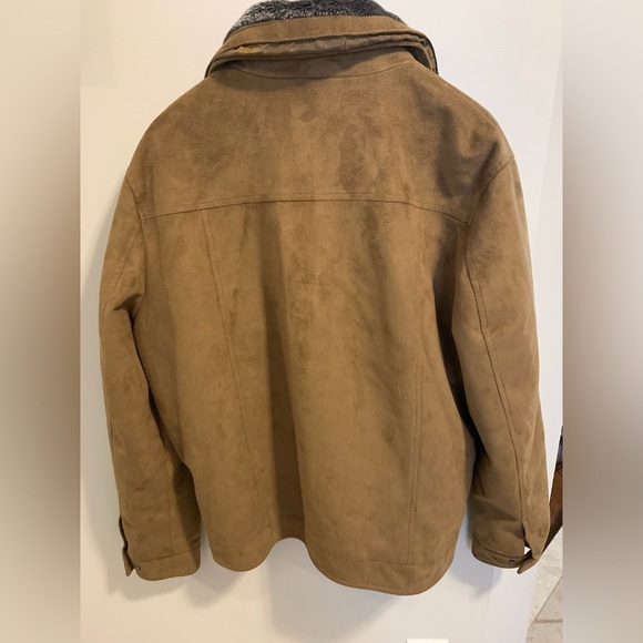 AE Emporio Suede-Feel Jacket - Faux Fur Collar Made in Italy Quilted Lining - L - Picture 4 of 13